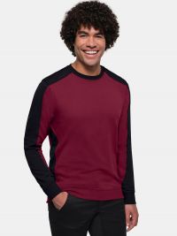 Sweatshirt Arbeit weinrot mit schwarzem Kontraststreifen, Regular Fit, industriewäschetauglich
